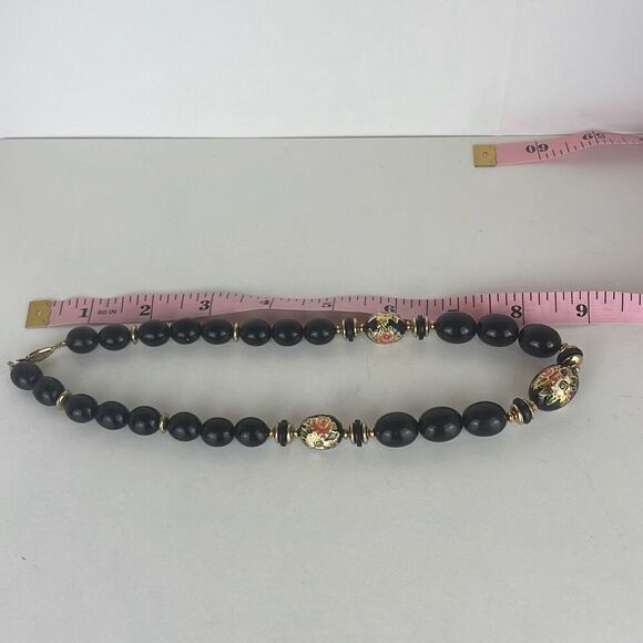 Vintage 80s Painted Floral Beaded Necklace - Picture 7 of 7